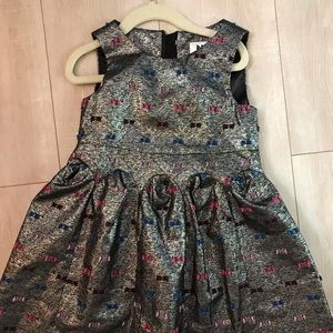 Milly Minis mint condition shiny gray dress with colorful bows